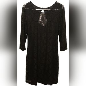 Ali & Kris Black Lace Pencil Dress 3/4 Sleeve Women's Size Large